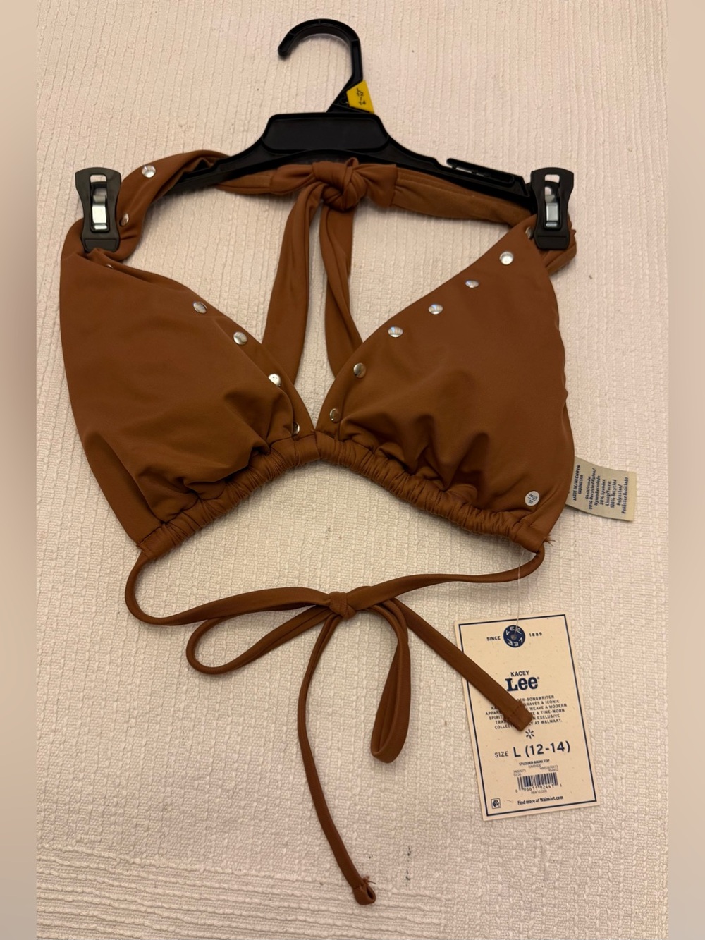 Kacey Lee Women's Brown Triangle Halter Swim Top Rawhide color